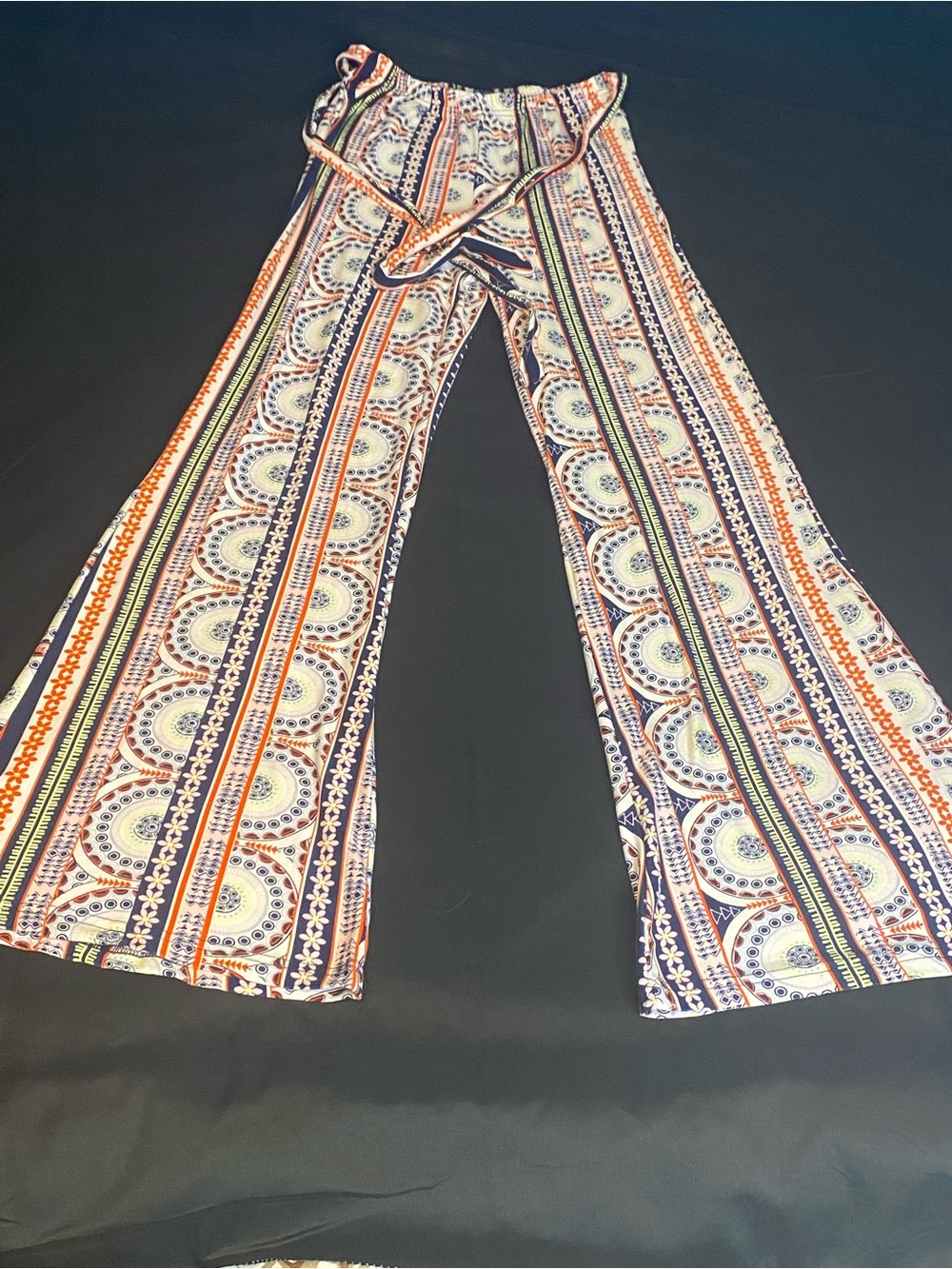 New Look Striped Wide-Leg Pants in Navy, Orange & White